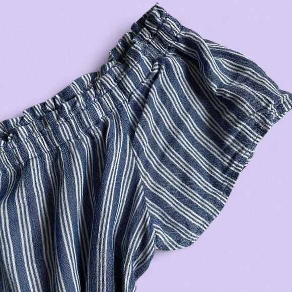 BeCool Blue & White Striped Off-Shoulder Tie-Front Top – Size Large - Picture 3 of 7